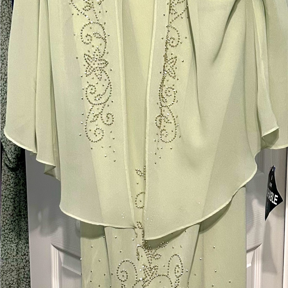 New With Tags R&M Richard’s Elegant Formal Green Beaded Dress Size 20  & Jacket.